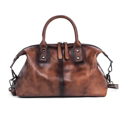 TOP-LAYER COWHIDE RETRO HANDBAG